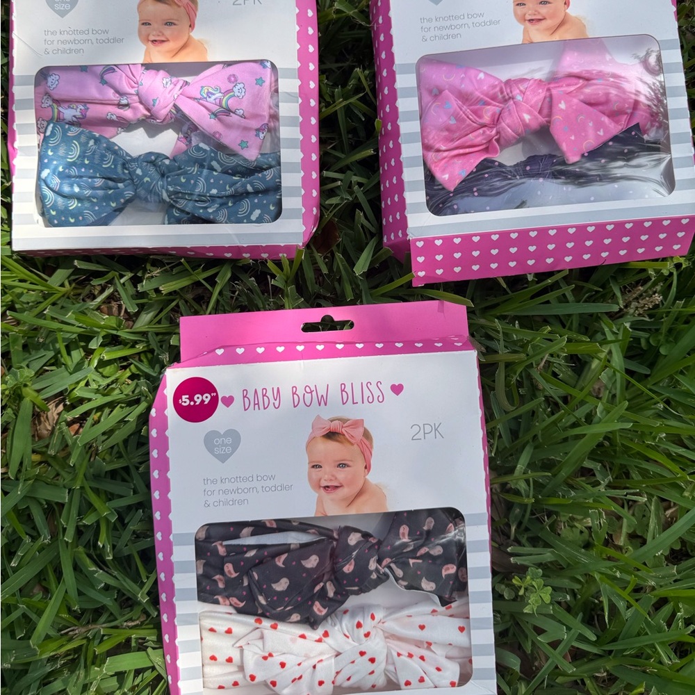 Pink and Blue Hair Bows - 3 Pack
